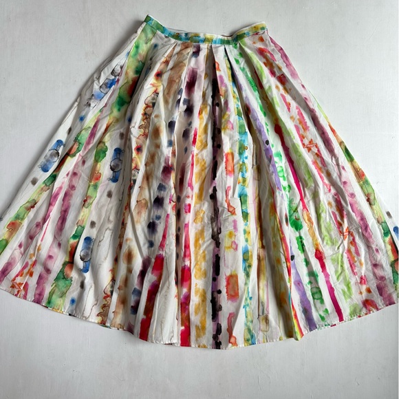 Rosie Assoulin White Watercolor Print Cotton-blend Midi Skirt - Picture 3 of 8
